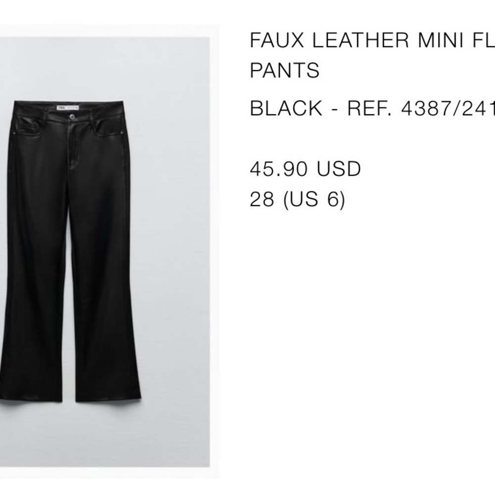 ZARA faux leather black mini pant